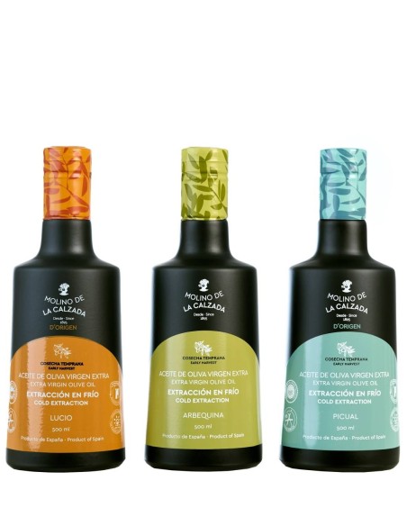 Molino de la Calzada Lucio, Arbequina and Picual Pack of 3 bottles 500 ml.