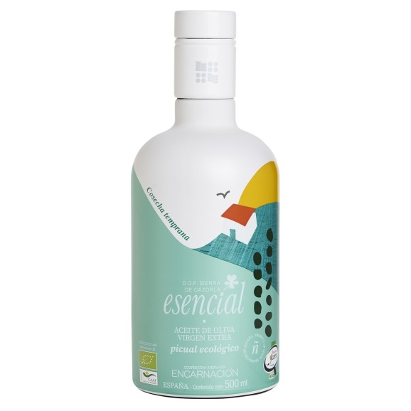 Esencial Verde Temprano Picual BIO Bouteille en verre 500 ml.