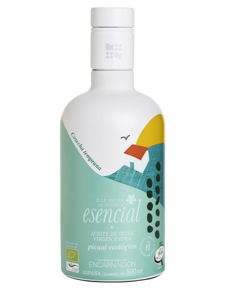 Esencial Verde Temprano Picual BIO Glasflasche 500 ml.