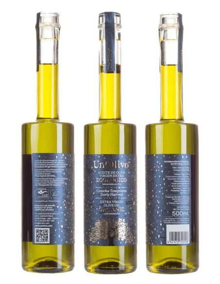 UnOlivo Récolte précoce BIO Picual Bouteille en verre 500 ml.