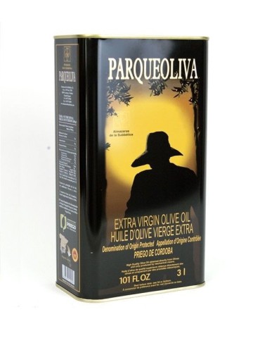 sale of olive oil parqueoliva black background is a can of 3litres