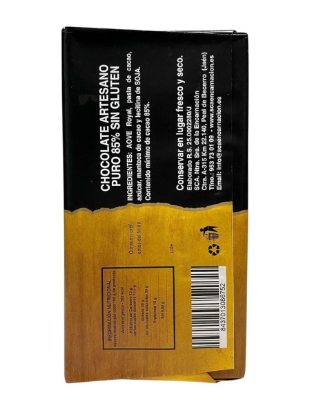 SCA Encarnación Chocolat 85 % cacao avec HOVE Esencial Royal 115 gr.