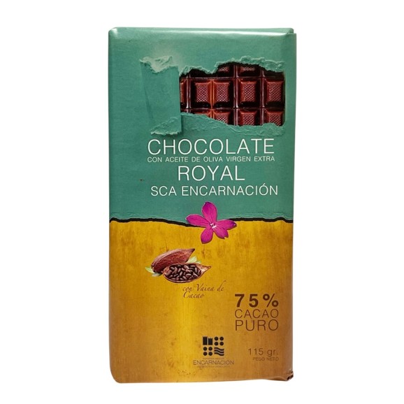 SCA Encarnación Schokolade 75 % Kakao mit Kakaoschote und EVOO Esencial Royal 115 gr.