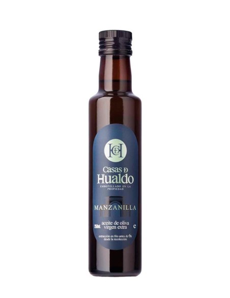 huile d'olive casas de hualdo manzanilla bouteille en verre de  250ml
