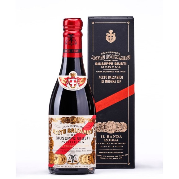 Giuseppe Giusti VINAGRE BALSÁMICO de MODENA Banda Rossa  5 medallas plata Botella 250 ML 