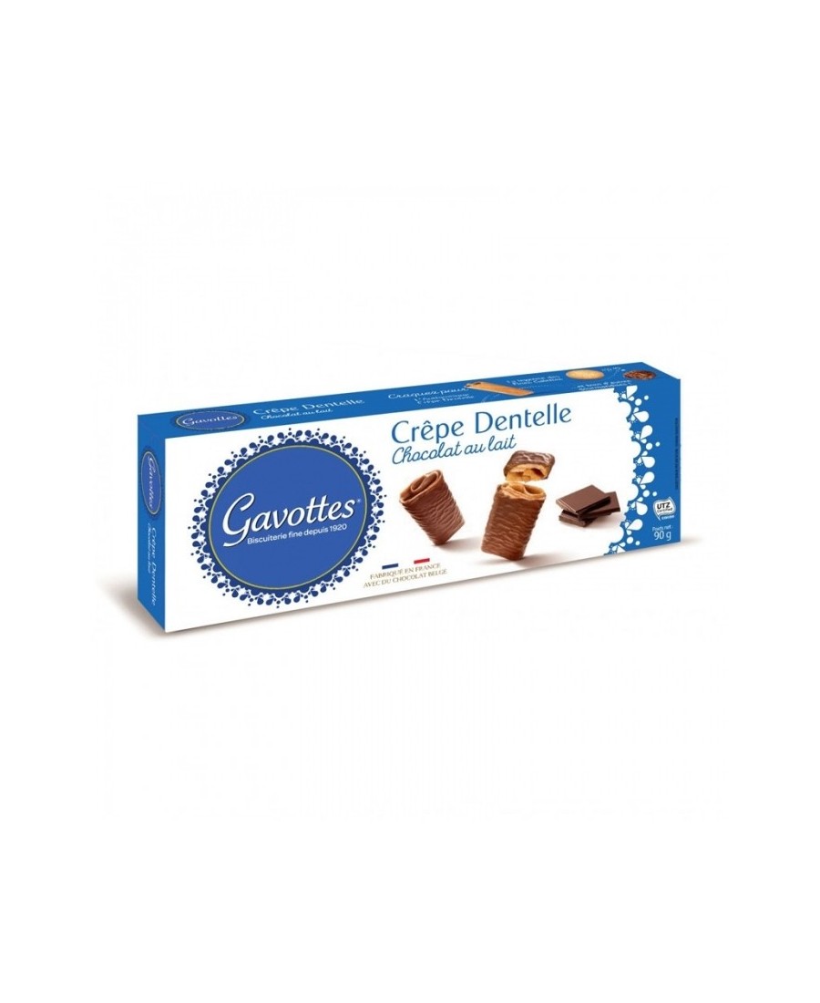 Gavottes Crêpe Dentelle Barquillos recubiertos de chocolate con leche - Caja 90 gr.