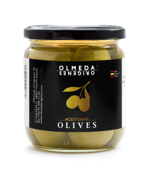 Olmeda Orígenes Gordal Oliven mit Stein Glas 370 gr. - Oliva Oliva