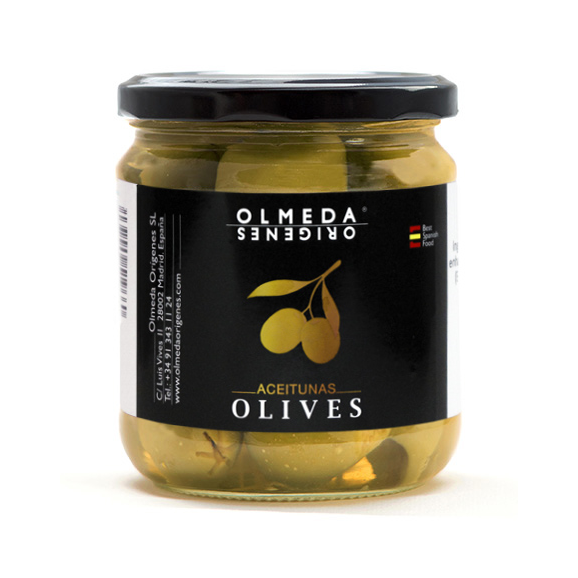 Olmeda Orígenes Olives Gordal dénoyautées Pot 370 gr. - Oliva Oliva