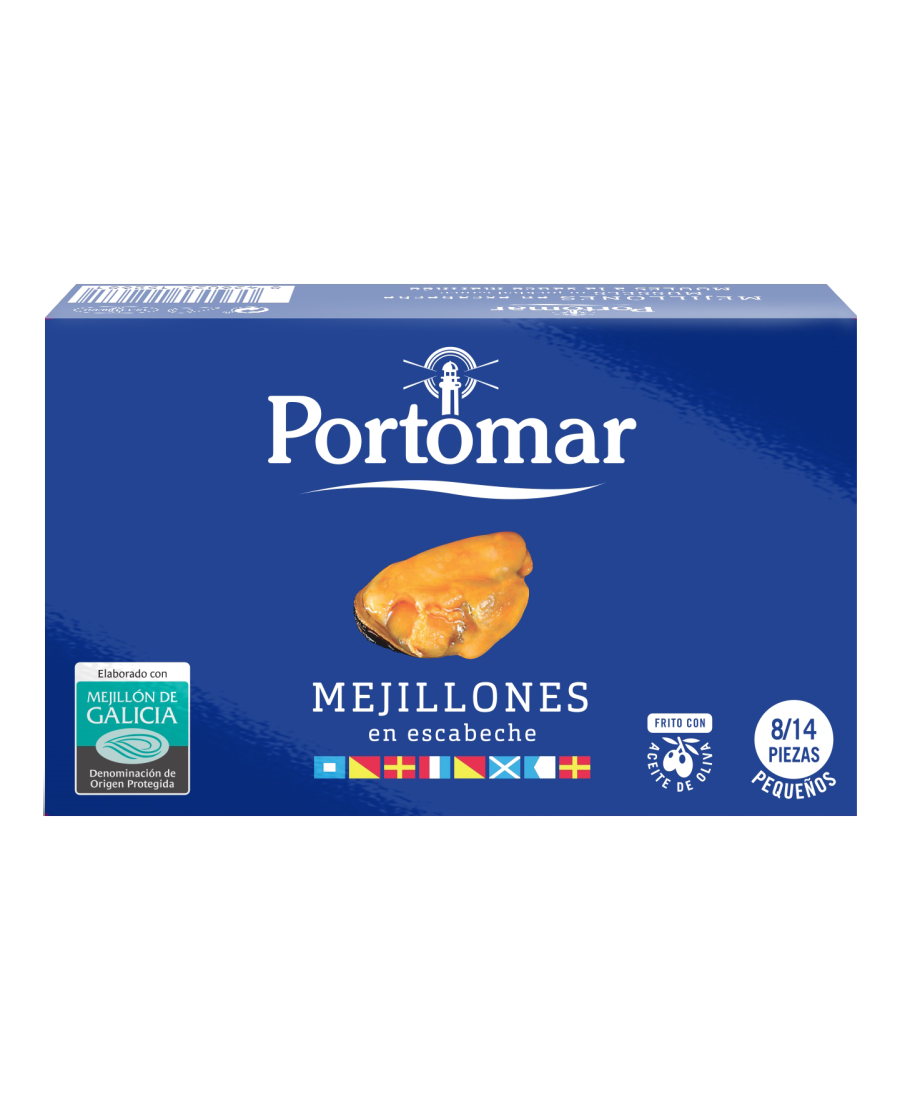 Portomar Mejillones de las Rías Gallegas en escabeche 8/14 piezas - Lata 111 gr.