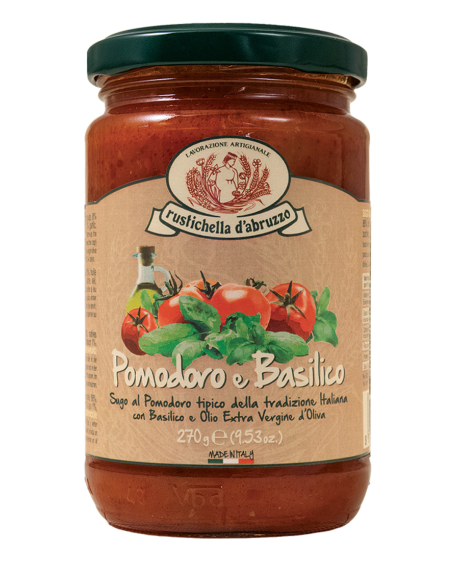 Rustichella d'Abruzzo Salsa de tomate y albahaca - Tarro 270 gr.