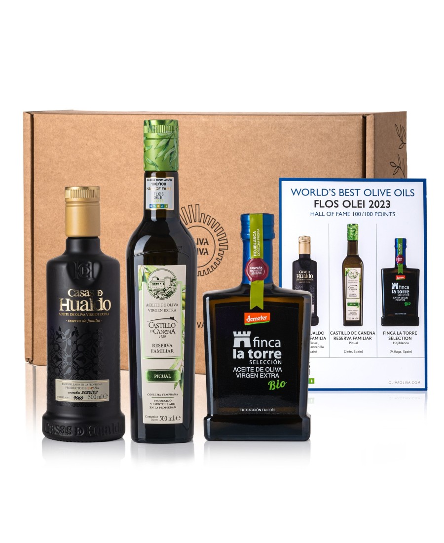 Meilleures Huiles du Monde Flos Olei 2023 dans Coffret - Oliva Oliva