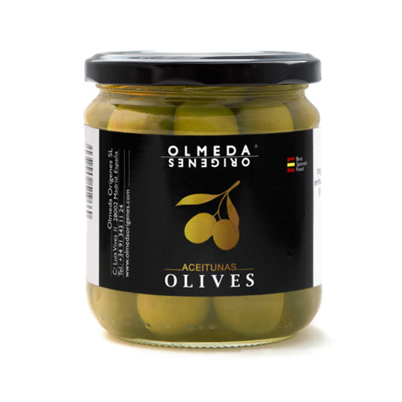 Olmeda Orígenes Manzanilla Oliven mit Stein Glas 370 gr. - Oliva Oliva