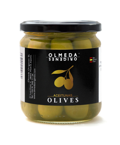 Olmeda Orígenes Aceitunas Manzanilla con hueso 370 gr. - Oliva Oliva