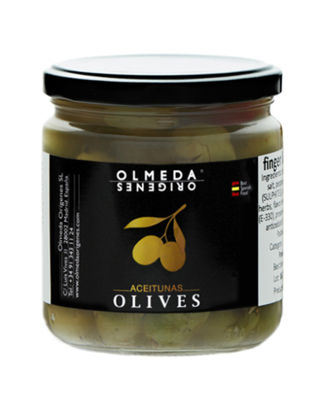 Olmeda Orígenes Finger Licking Oliven Glas 370 gr. - Oliva Oliva