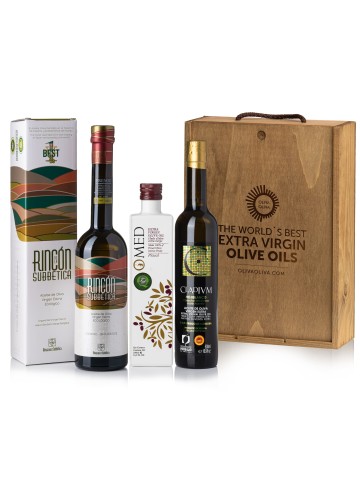 Mejores Aceites del Mundo Olio Award 2022 - Caja madera 3x500 ml.