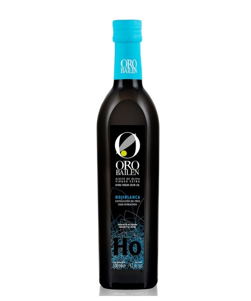 Huile d'Olive Or Bailén Family Reserve Hojiblanca bouteille noire avec bleu