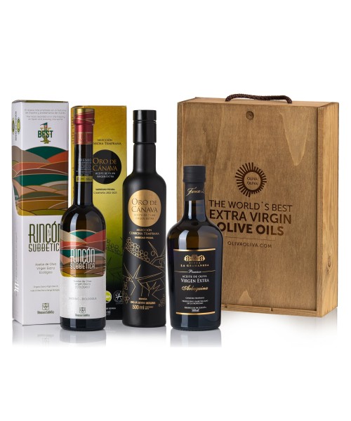 Meilleures Huiles d'Olive d'Espagne 2023 Coffret bois - Oliva Oliva
