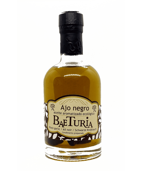 Baeturia Aceite Aromatizado Ajo Negro - Botella de vidrio 250 ml.