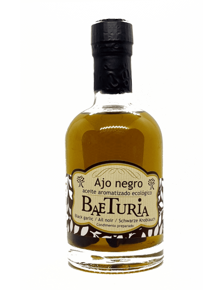 Huile Baeturia aromatisée à l'Ail Noir 250 ml.