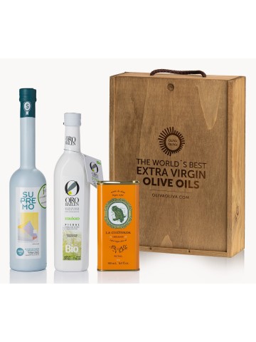 Mejores Aceites Ecológicos del Mundo BIOL 2023 - Caja madera 3x500 ml.