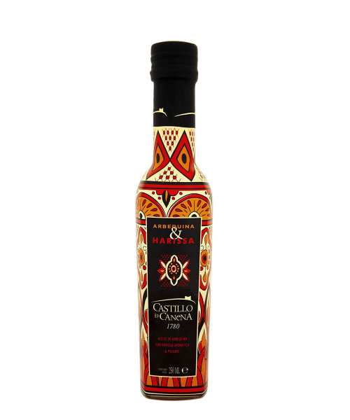 Castillo de Canena Arbequina con Harissa - Botella de vidrio 250 ml.
