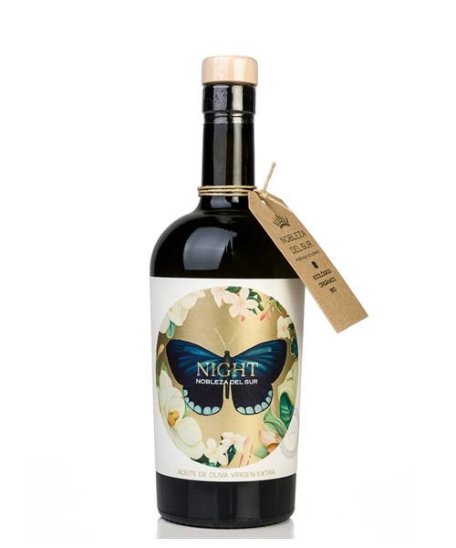 Nobleza del Sur Cosecha Temprana Ecológico Nigth de 500 ml etiqueta con mariposa 