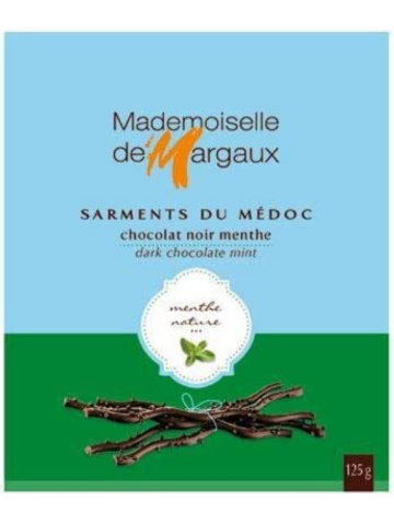12x Mademoiselle de Margaux Sarmientos de Chocolate Negro 52% a la Menta - Caja 125 gr.