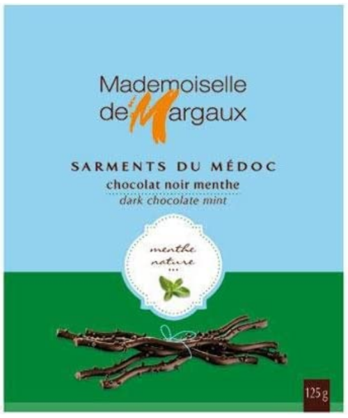 12x Mademoiselle de Margaux Zartbitterschokolade Sprossen 52% Minze - Schachtel 125 gr.