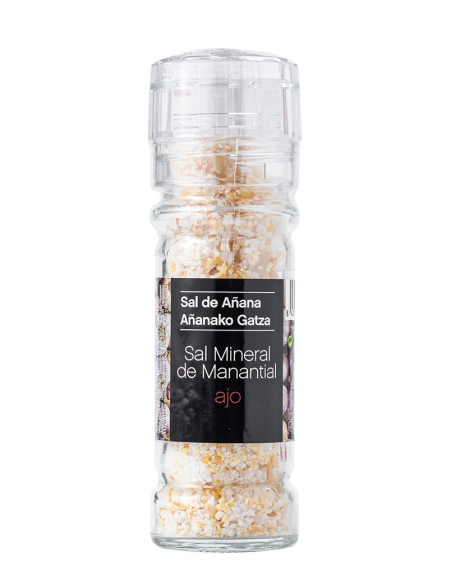 Sal de Añana Sal Mineral de Manantial con Ajo - Molinillo 75 gr.