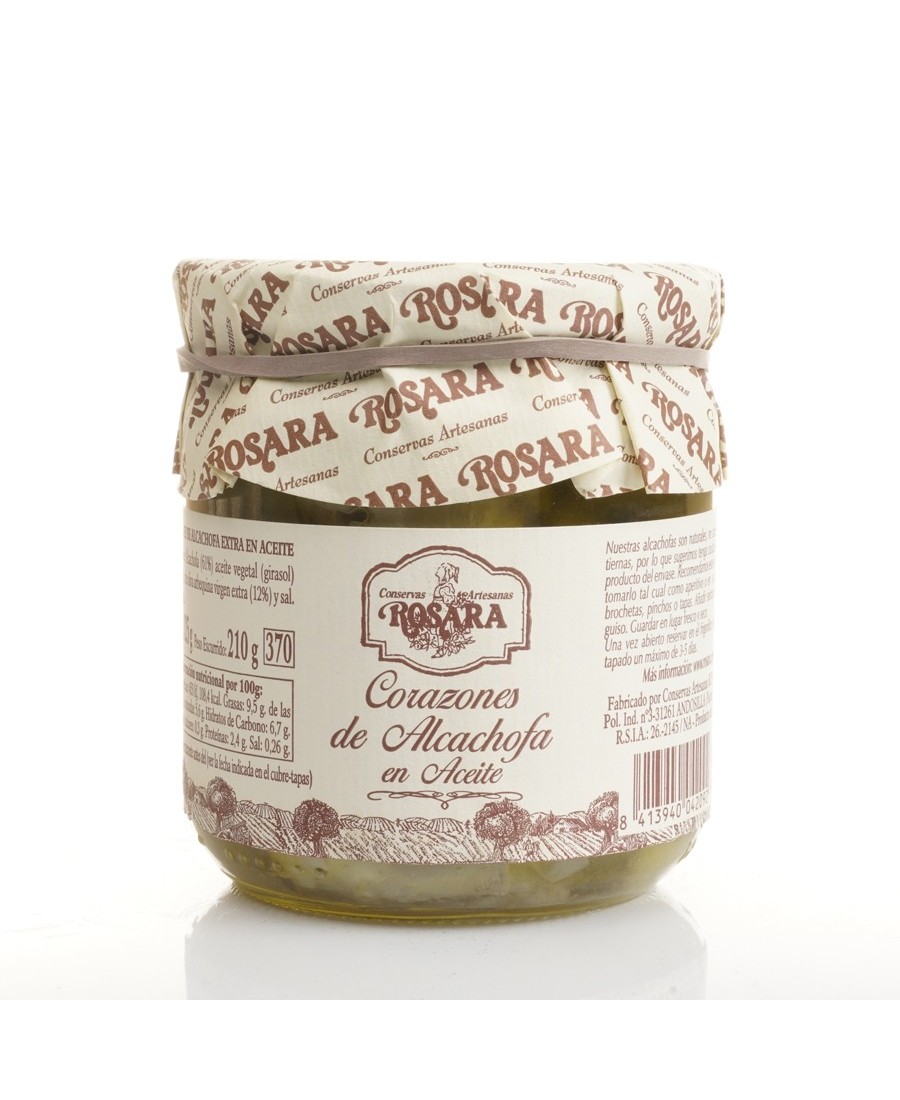 Conservas Artesanas Rosara Corazones de Alcachofa en aceite Tarro 370 ML