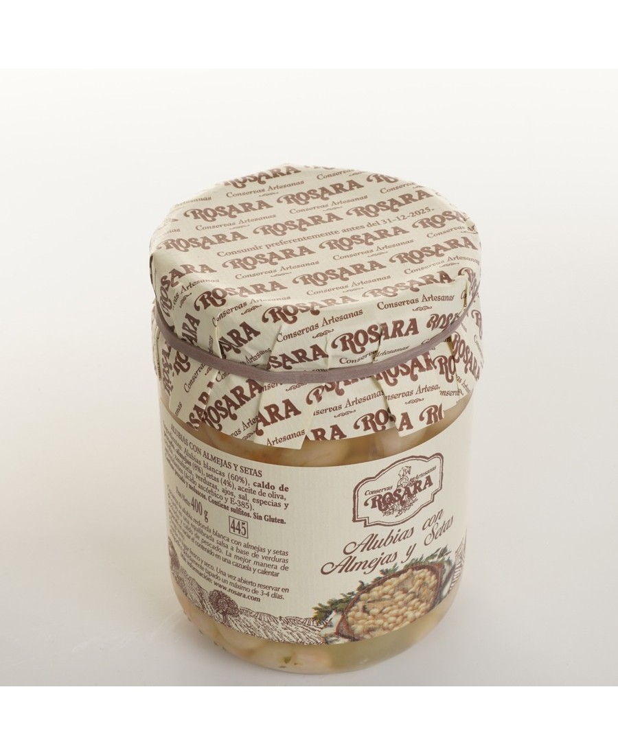 Conservas Artesanas Rosara Alubias Con Almejas y Setas - Tarro 445 ml