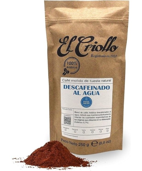 El Criollo Decaffeinated Water Ground Coffee 250 gr. - Oliva Oliva