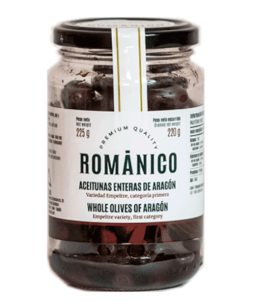 Románico Olive noire d'Aragon Pot en verre 220 gr. - Oliva Oliva