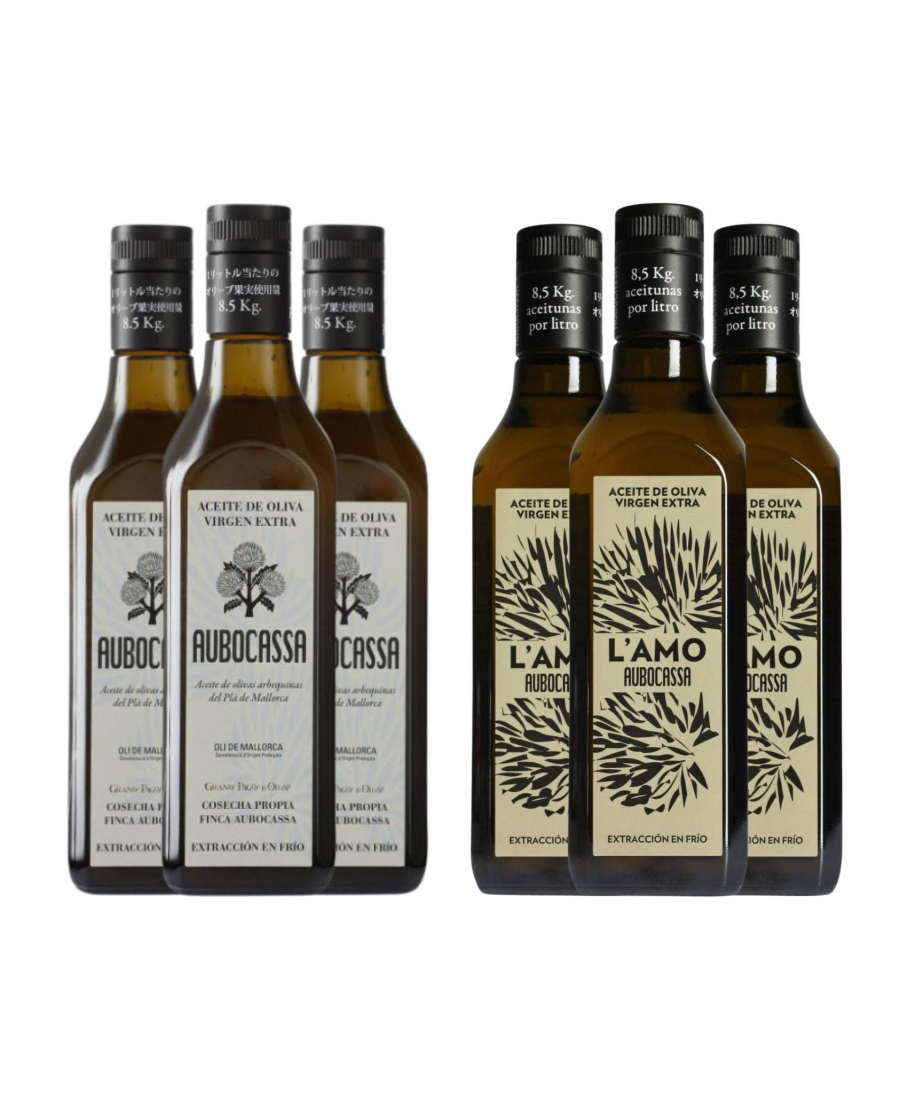 3x Aubocassa Arbequina + 3x Aubocassa L'Amo 500 ml. - Oliva Oliva