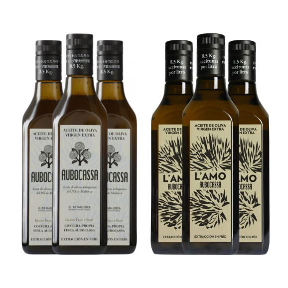 3x Aubocassa Arbequina + 3x Aubocassa L'Amo 500 ml. - Oliva Oliva