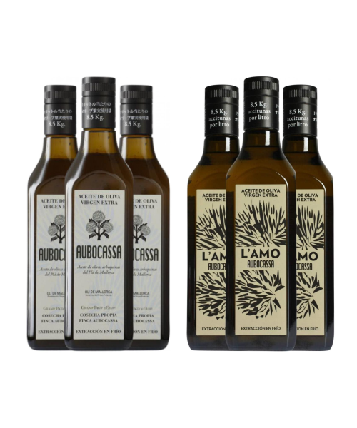 3x Aubocassa Arbequina + 3x Aubocassa L'Amo 500 ml. - Oliva Oliva
