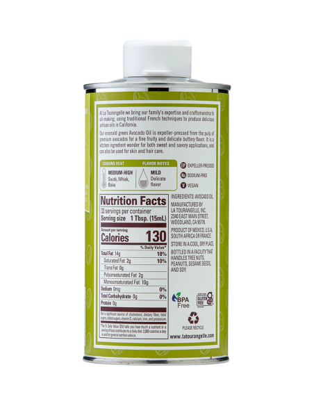 La Tourangelle Huile d'Avocat Bouteille 250 ml - Oliva Oliva