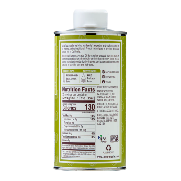 La Tourangelle Huile d'Avocat Bouteille 250 ml - Oliva Oliva