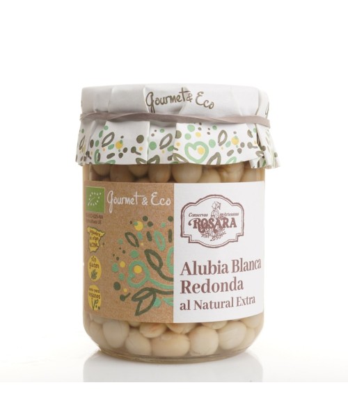 Rosara Organic Round White Beans Glass jar 445 ml. - Oliva Oliva