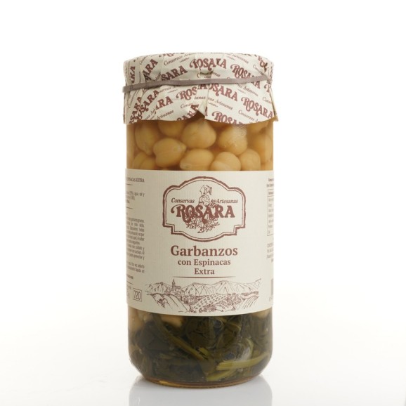 Conservas Artesanas Rosara Garbanzos con Espinacas al Natural 720 ml