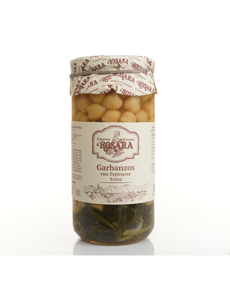 Conservas Artesanas Rosara Garbanzos con Espinacas al Natural 720 ml