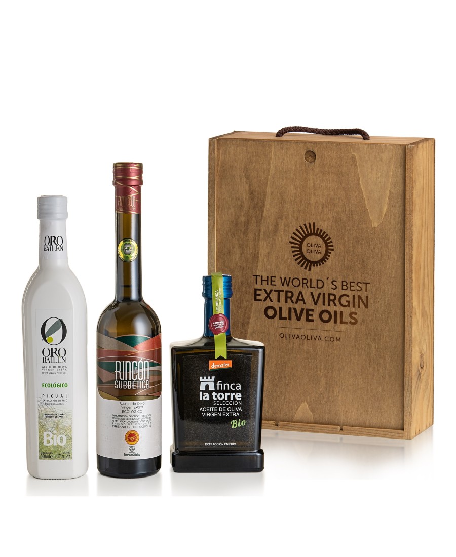 Best Organic Spanish Olive Oils 2024 in Wooden box - Oliva Oliva