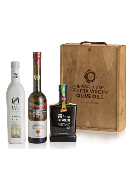 Mejores Aceites de Oliva BIO de España 2024 Caja Madera - Oliva Oliva