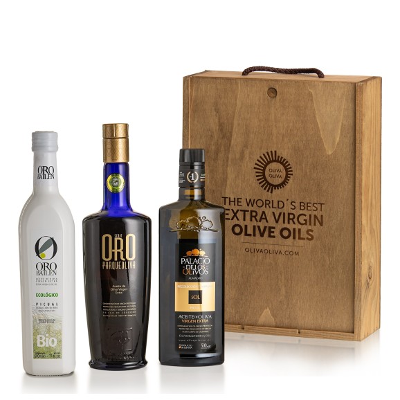 Mejores Aceites del Mundo CINVE 2024 en Caja Madera - Oliva Oliva