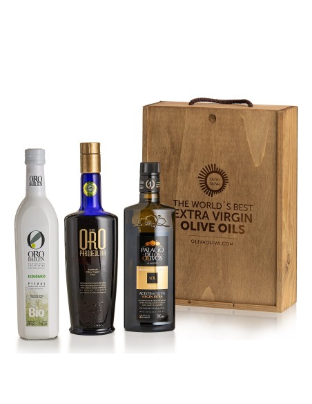 Mejores Aceites del Mundo CINVE 2024 en Caja Madera - Oliva Oliva