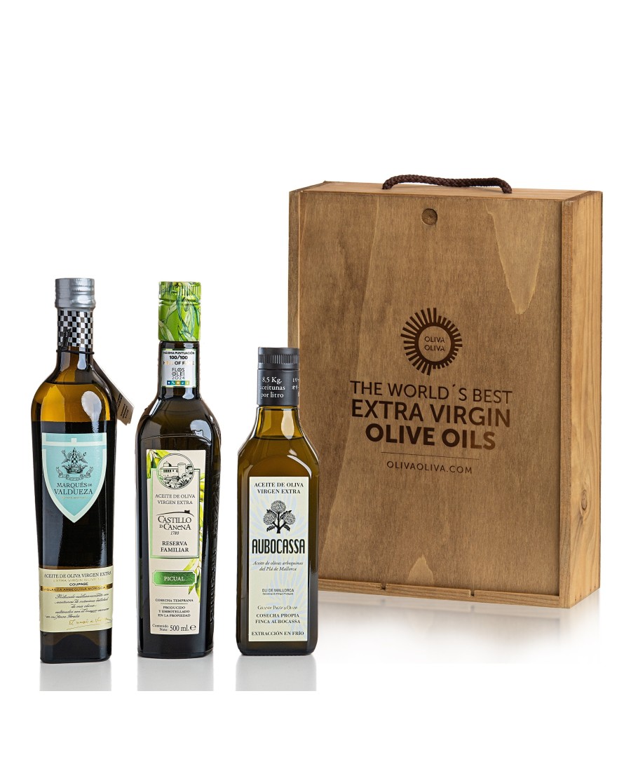 Best Olive Oils Grandes Pagos de Olivar in Wooden box - Oliva Oliva