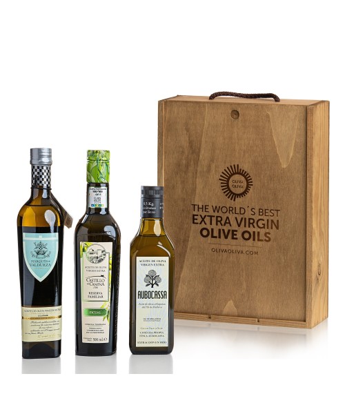 Best Olive Oils Grandes Pagos de Olivar in Wooden box - Oliva Oliva