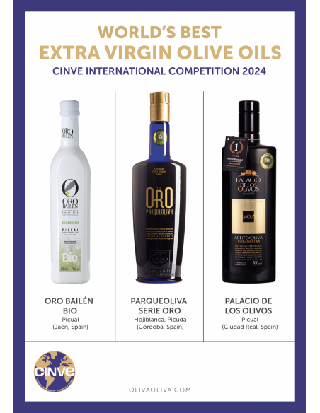 Mejores Aceites del Mundo CINVE 2024 en Caja Madera - Oliva Oliva