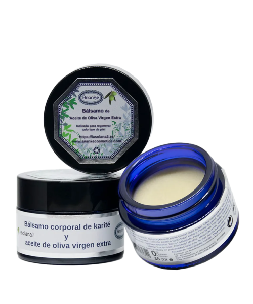 lasolana2 Bálsamo Corporal de AOVE Ecológico y Manteca de Karité - Tarro 30 ml.