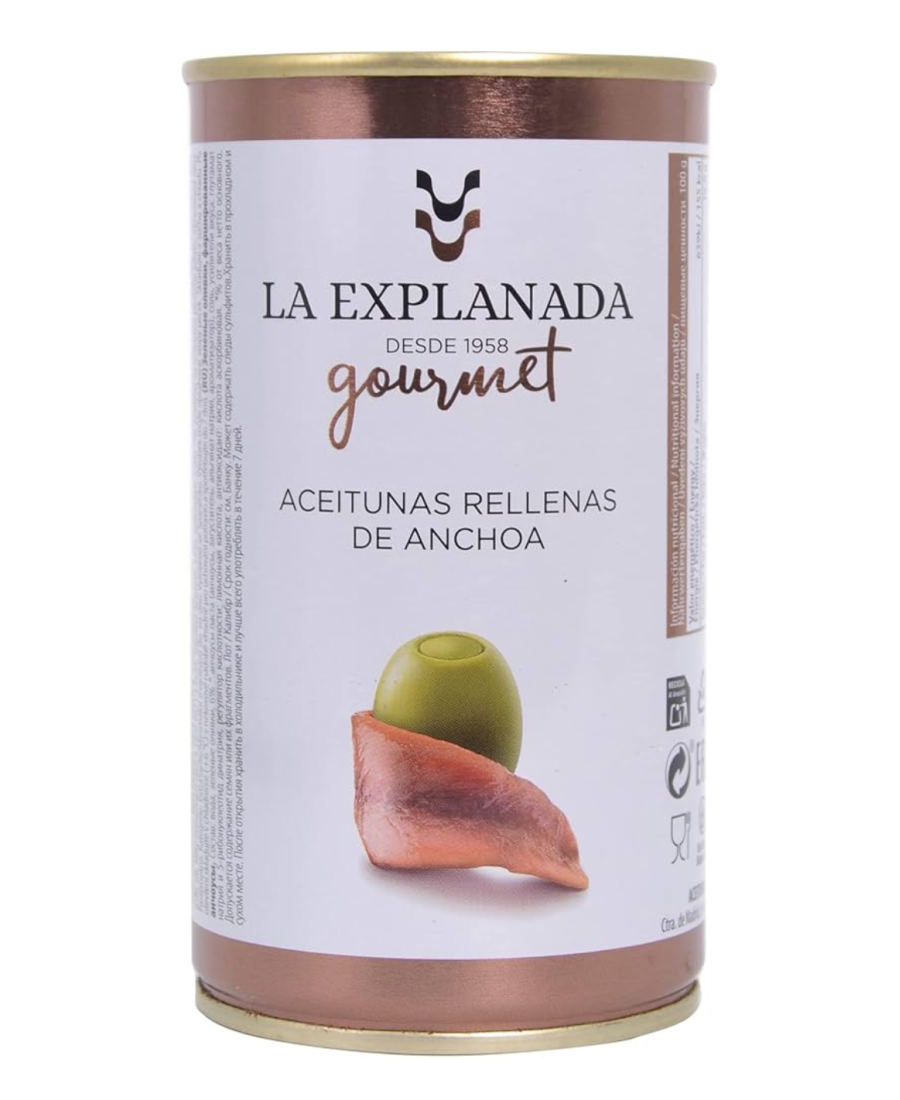 La Explanada Olives farcies aux anchois 370 gr. - Oliva Oliva